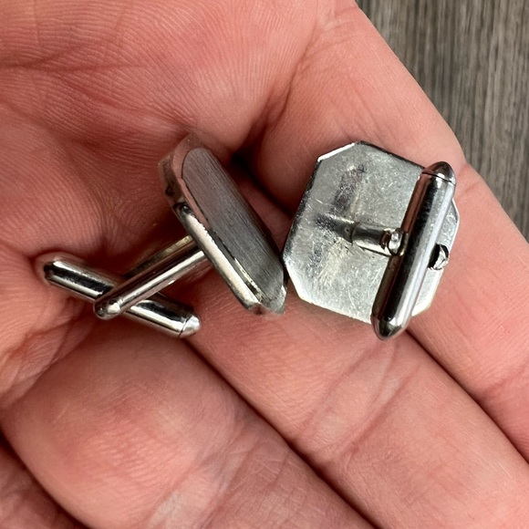 Vintage Swank Silver Tone Octagon Cufflinks - Picture 2 of 4